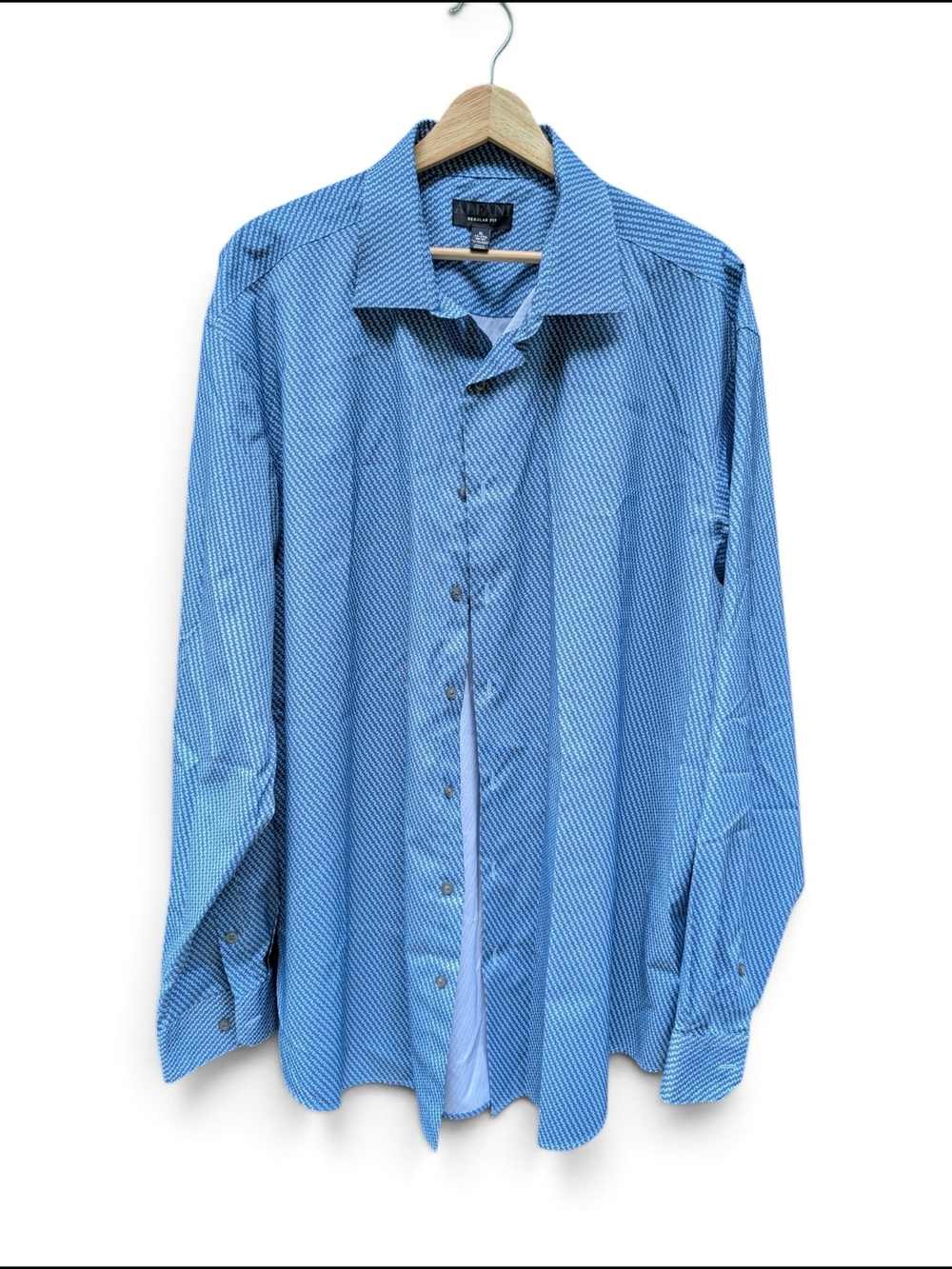 Alfani Blue Geo-Stripe Long Sleeve Dress Shirt